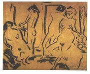 Ernst Ludwig Kirchner Female nudes in a atelier France oil painting artist